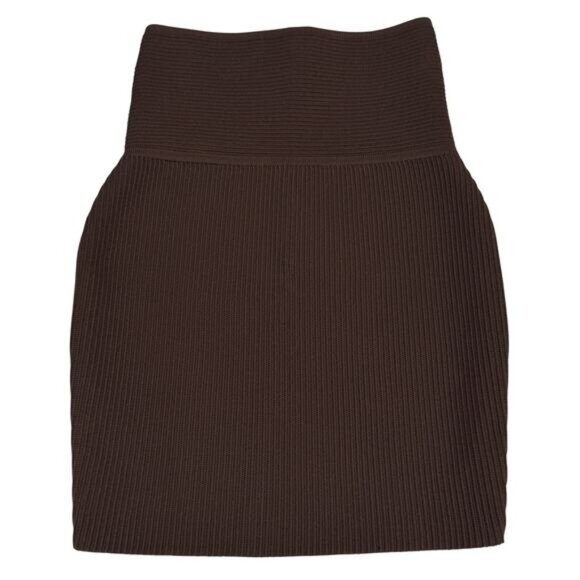 Aritzia Babaton Sculpt Knit Ribbed Mini Skirt In Brown XS - Picture 5 of 5